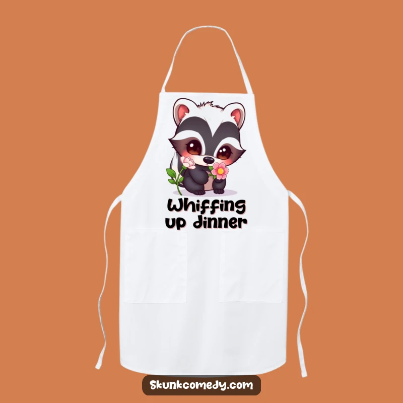 Funny Curious Skunk Apron: Kitchen Blooms, Humorous Cooking Gift