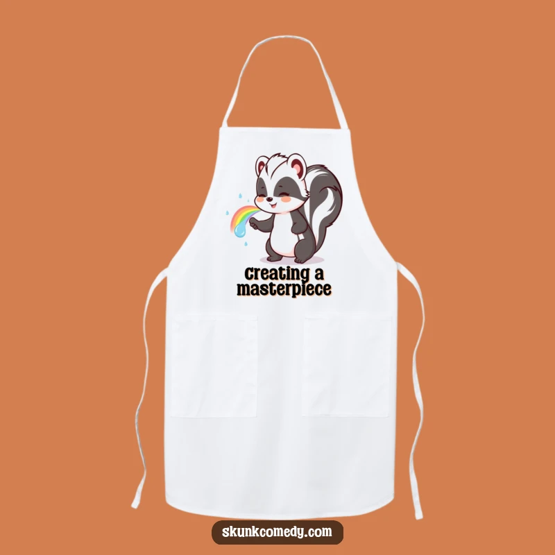 Funny Rainbow Skunk Apron: Cook Up Colorful Fun!
