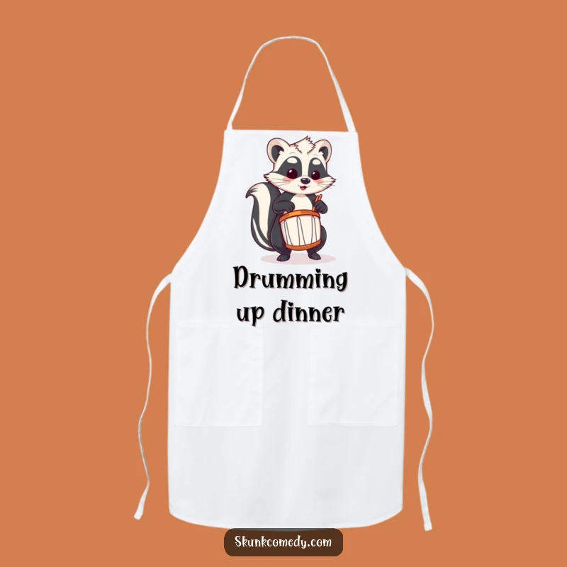 Funny Skunk Drummer Apron: Cook Up a Storm with Musical Skunk Style