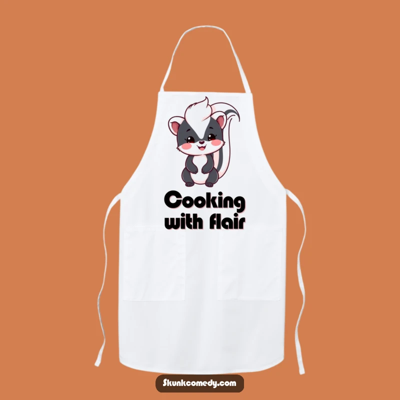 Kitchen Funny Kawaii Skunk Apron: Friendly smile, a fun funny gift for foodies.