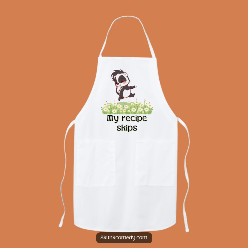 Funny Skunk Skipping Apron - Cheerful Chef Animal Kitchen Gift