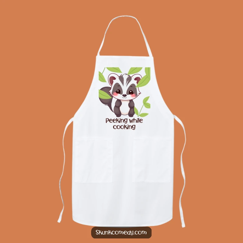 Funny Kawaii Skunk Peek Apron - Add Shy Charm to Your Kitchen!