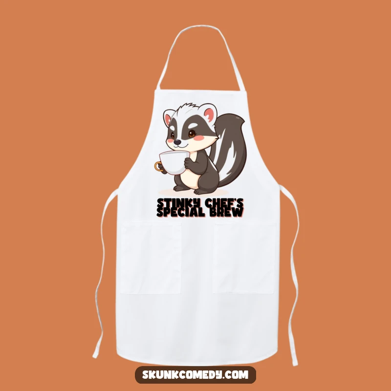Funny Skunk Teacup Balance Apron: Cook Up Laughs in the Kitchen with Skunk Style