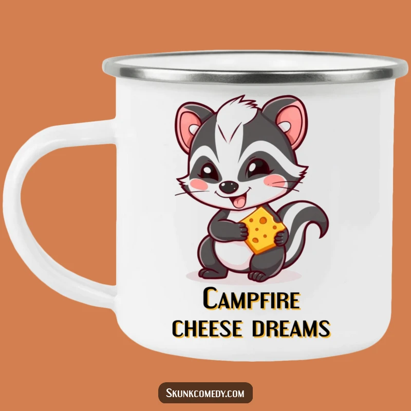Funny Kawaii Skunk Cheese Camping Mug - Cute Outdoor Adventures Gift