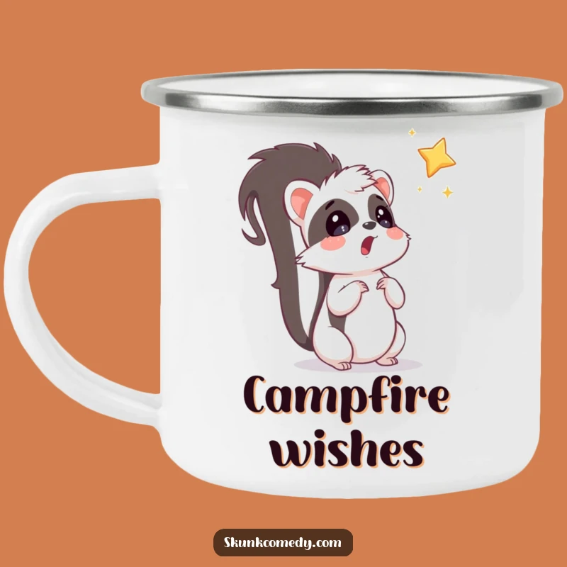 Funny Surprised Skunk Star Camping Mug: Whimsical Animal Outdoor Gift