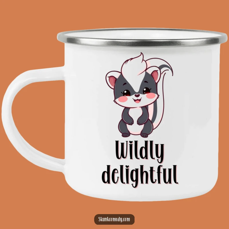 Durable Funny Kawaii Skunk Camping Mug: Friendly vibe, a rugged funny gift for outdoors.