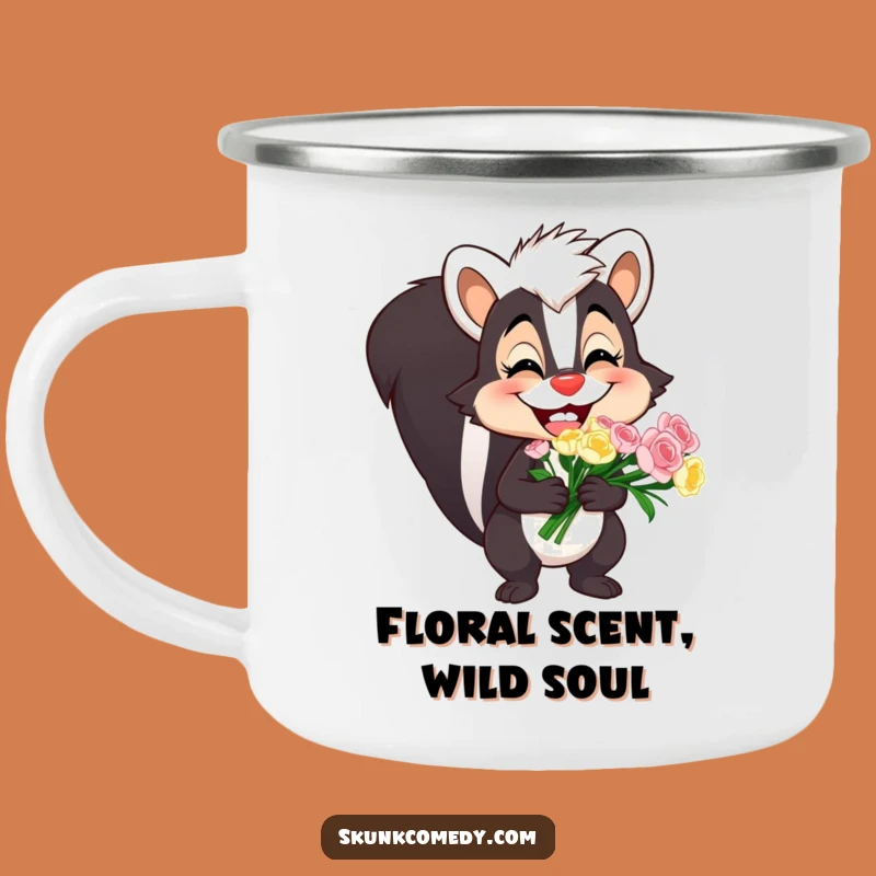 Funny Skunk Camping Mug: Goofy Grin Bouquet Adventure, Your Essential Funny Gift
