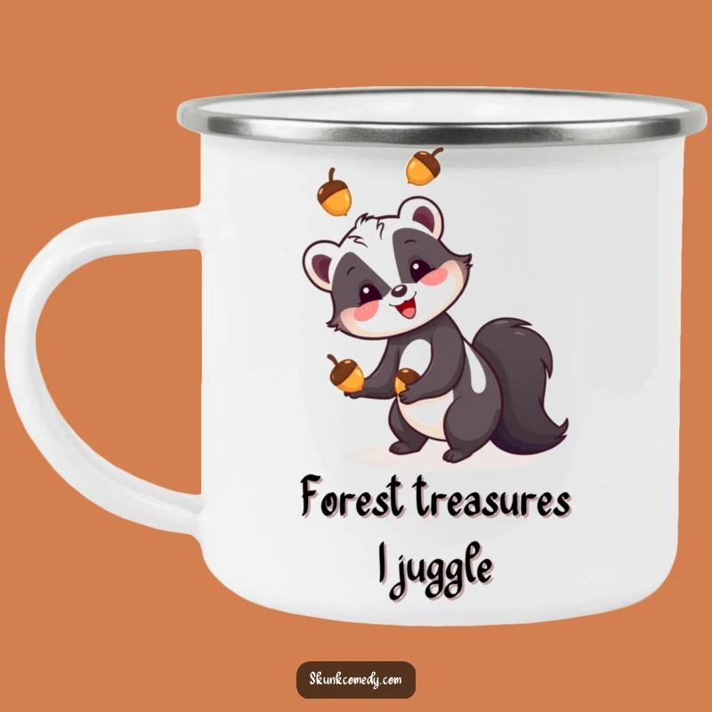 Funny Skunk Juggling Acorns Camping Mug - Outdoor Nature Fun Gift