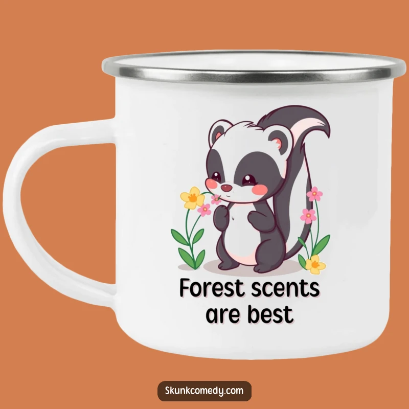 Funny Kawaii Skunk Camping Mug: Outdoor Cute Flower Gift