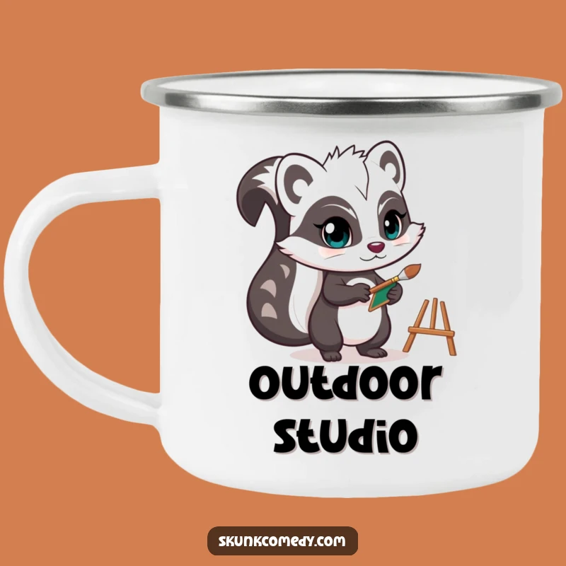 Funny Skunk Camping Mug: Artist, Tiny Easel, Outdoor Creativity!