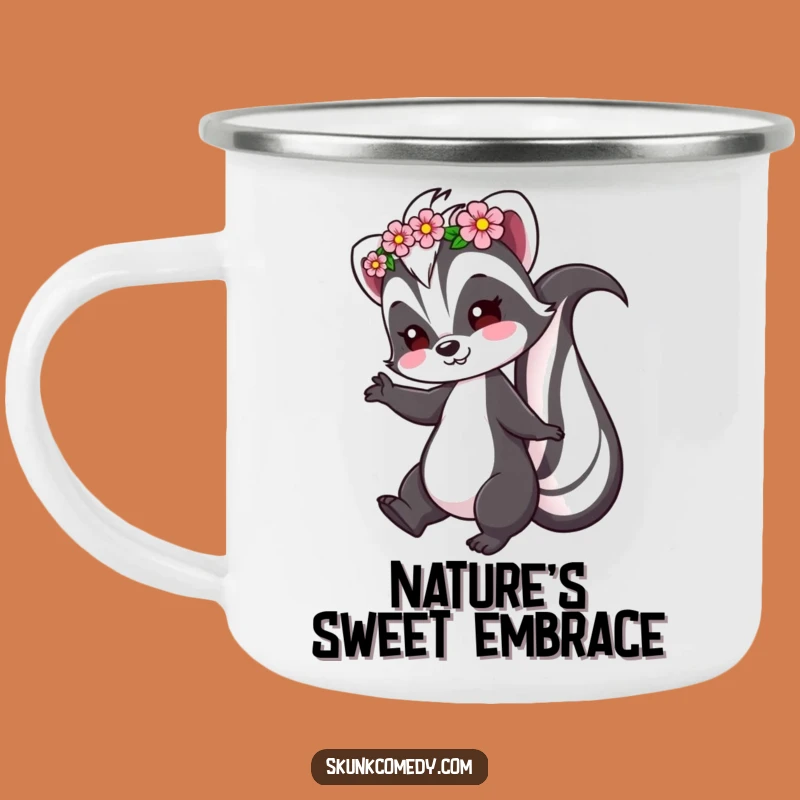 Funny Skunk Camping Mug: Outdoor Whimsical Flower Gift
