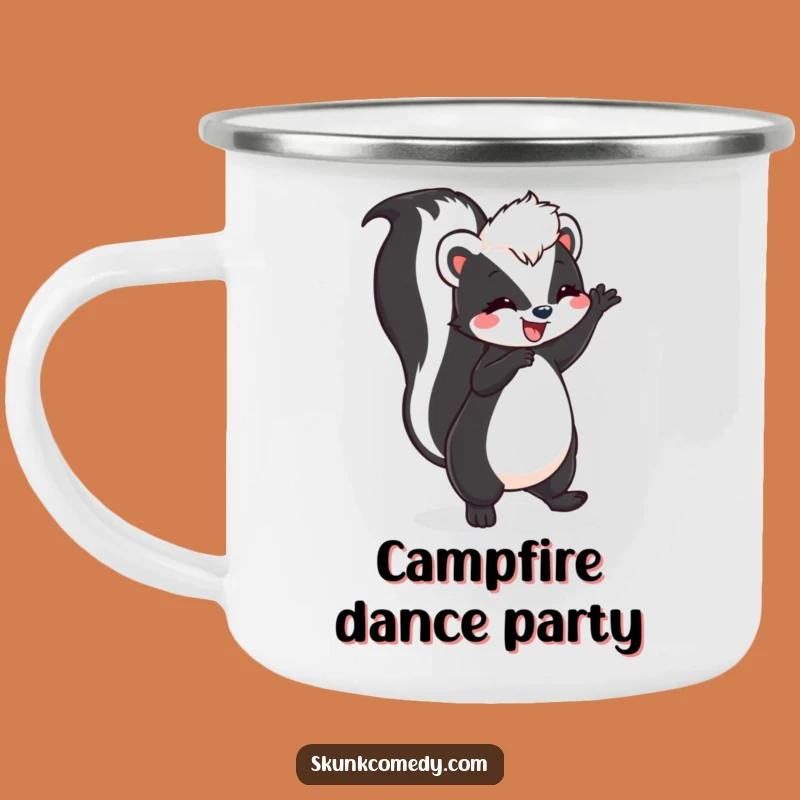 Funny Skunk Dance Enamel Camping Mug: Adventure with Joy!