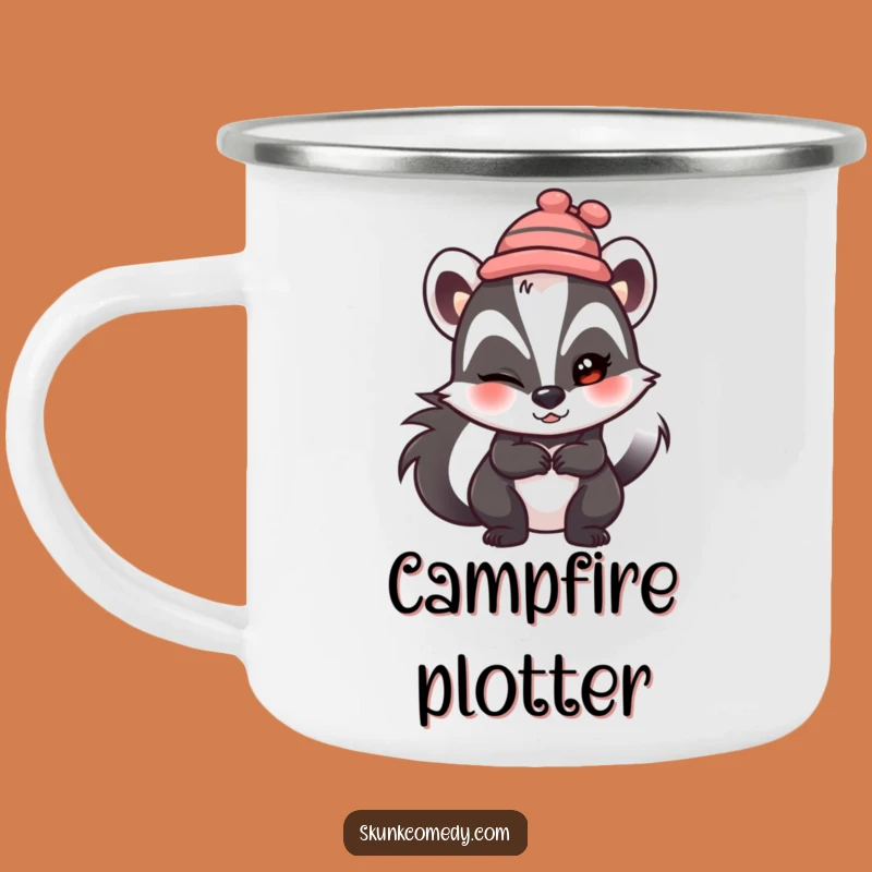 Funny Skunk Hat Wink Camping Mug: Adventure Companion, Hilarious Gift!