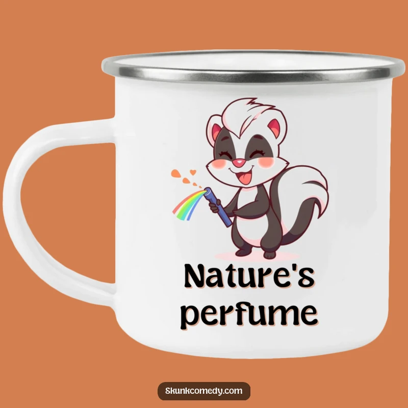 Funny Skunk Rainbow Camping Mug: Adventure Fuel, Hilarious Outdoor Gift!