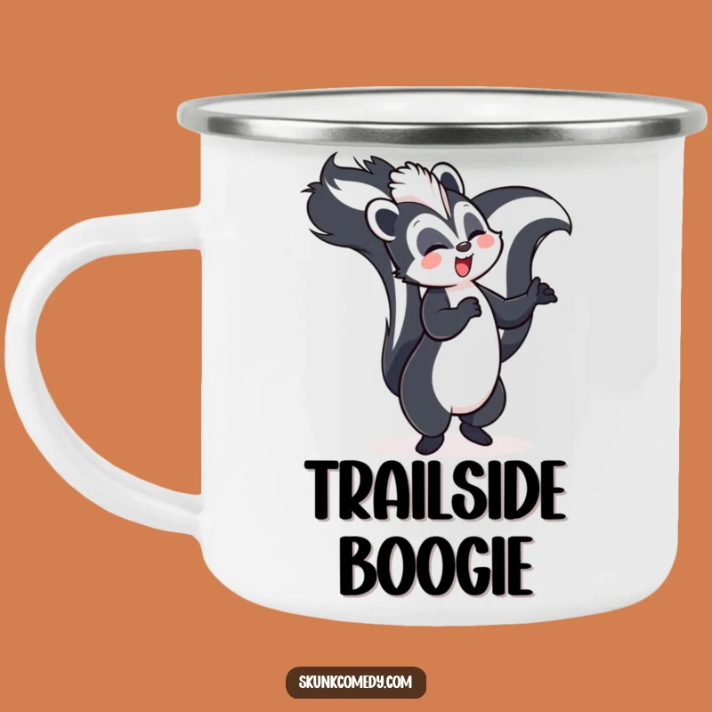 Funny Skunk Dancing Camping Mug: Trail Moves, Hilarious Outdoor Gift!