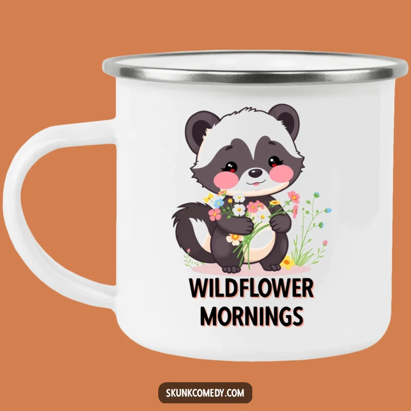 Funny Skunk Bouquet Camping Mug - Wildflower Nature Gift