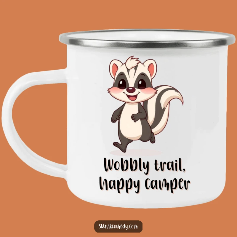 Funny Wobbly Skunk Camping Mug: Adventure With A Happy Bounce
