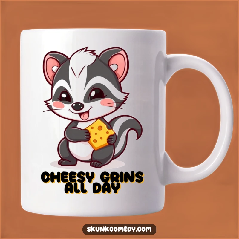 Funny Kawaii Skunk Cheese Grin Mug - Cute & Humorous Gift