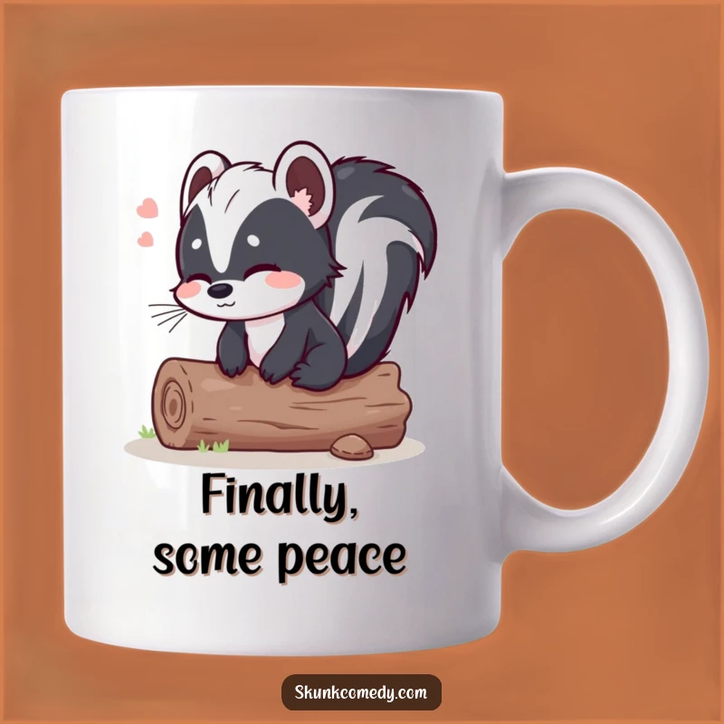 Funny Skunk Log Mug: Relieved Sigh Design, Perfect Gift