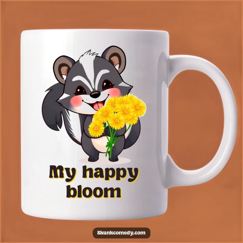 Funny Skunk Dandelion Mug: A Cheerful & Humorous Gift for Garden Lovers