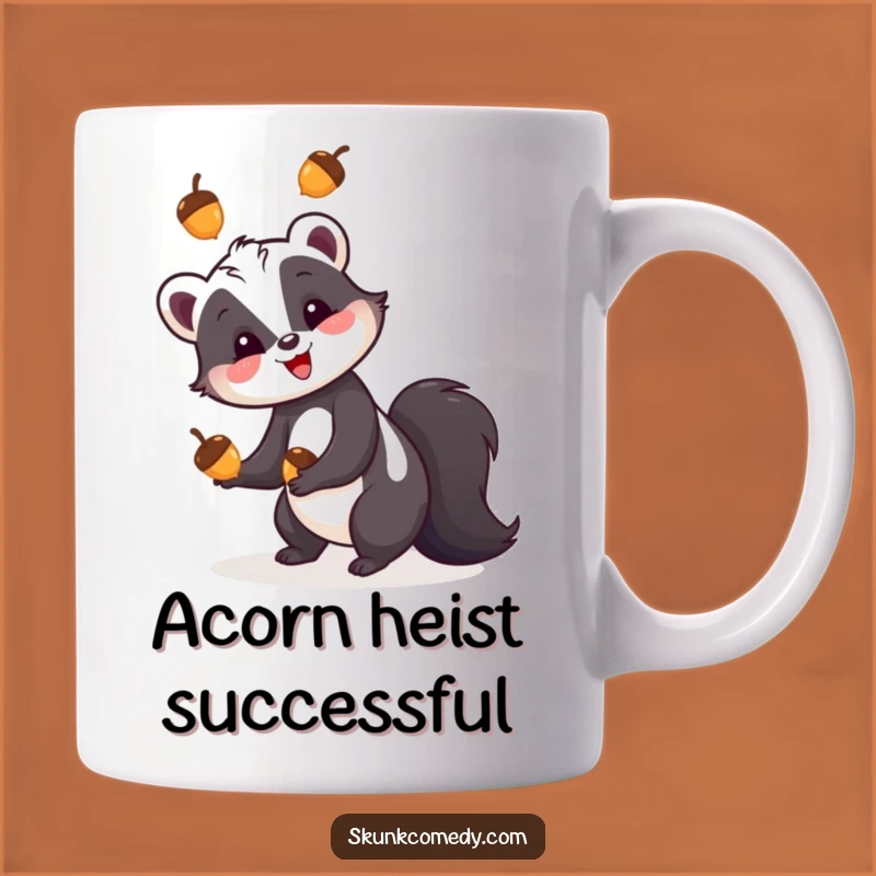Funny Skunk Juggling Acorns Mug - Outdoor Nature Lover Gift