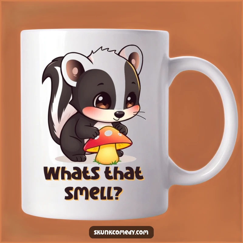 Funny Skunk Mushroom Mug: Curious Forest Encounter, Unique Funny Gift for Nature Lovers