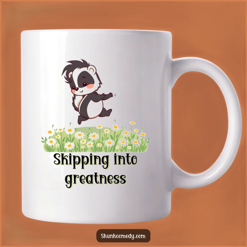 Funny Skunk Skipping Mug - Happy Daisy Dog Gift Idea