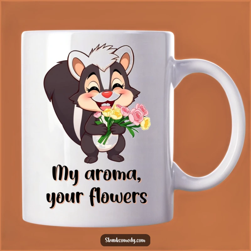 Funny Skunk Bouquet Mug: A Goofy Grin Makes This The Perfect Funny Gift