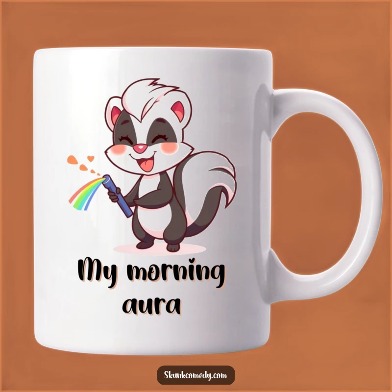 Funny Skunk Rainbow Spray Mug: A Hilarious Gift for Nature Lovers!