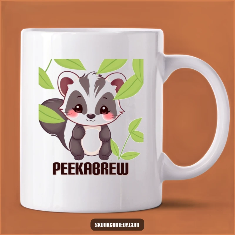 Funny Kawaii Skunk Peek Mug - Shy Humor for Your Coffee Break!