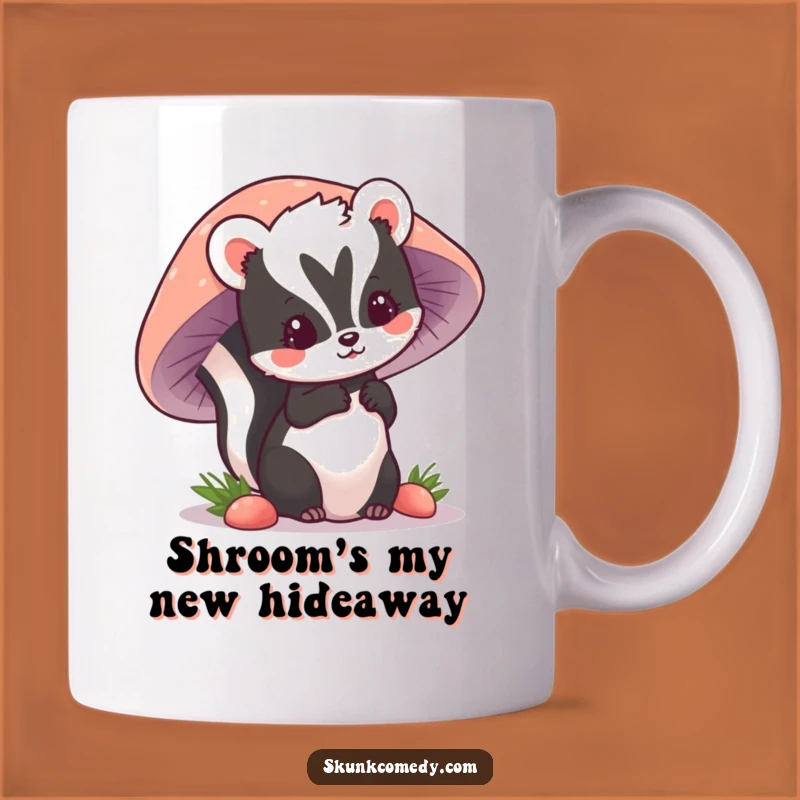 Funny Kawaii Skunk Mushroom Mug: Adorable Skunk Peeking, Perfect Gift for Humor Lovers
