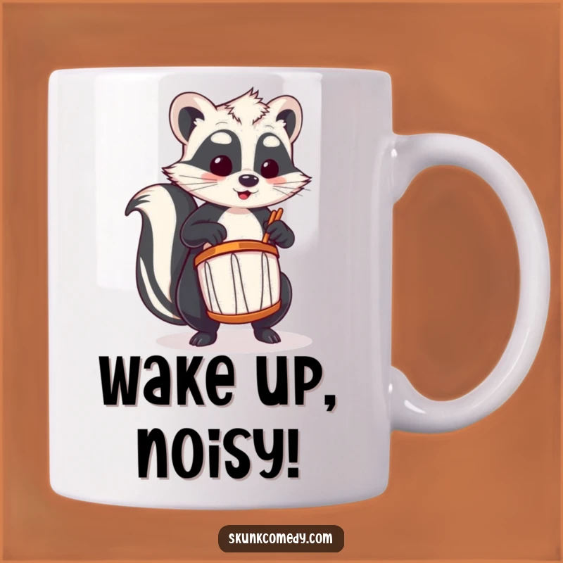 Funny Skunk Drummer Mug: Rock Out with a Comical Skunk Musician Gift Idea