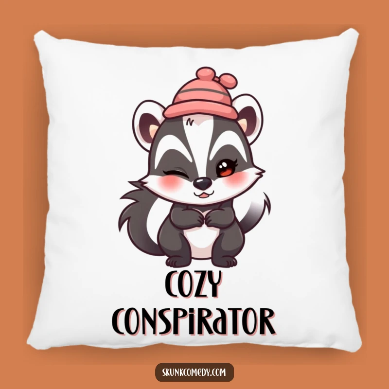 Funny Skunk Hat Wink Pillow: Cozy Comfort, Hilarious Accent Pillow!