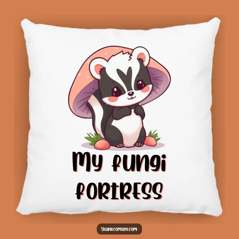 Funny Kawaii Skunk Pillow: Cute Mushroom Accent, Hilarious Comfort Gift
