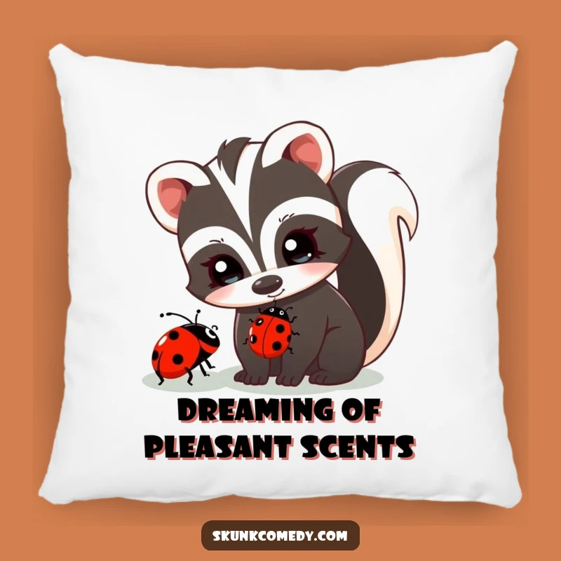 Funny Skunk and Ladybug Pillow - Soft Cute Accent Pillow, Perfect Gift