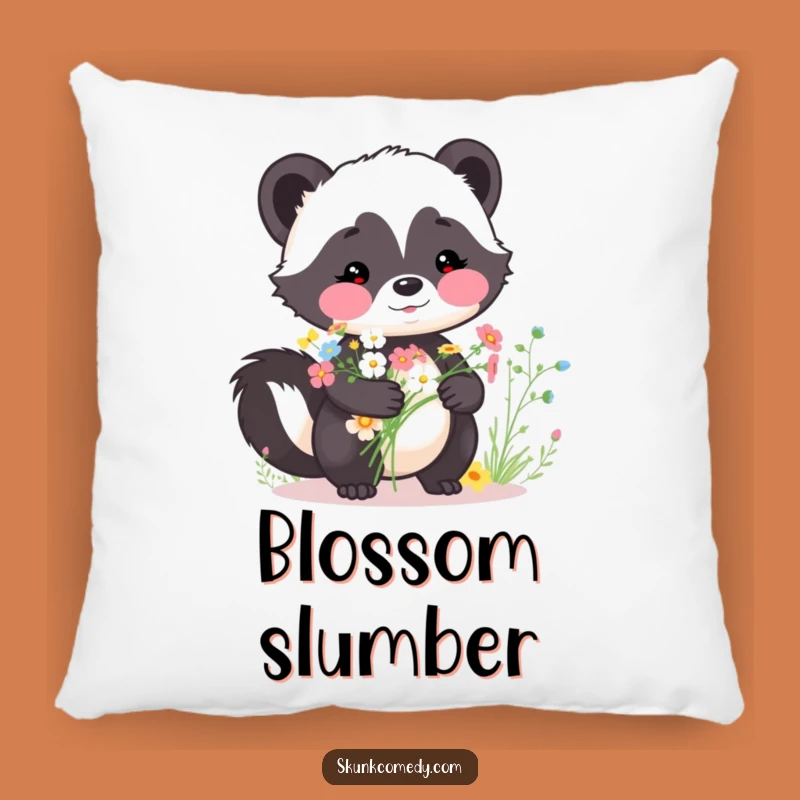 Funny Skunk Bouquet Pillow - Sweet Wildflower Comfort Gift