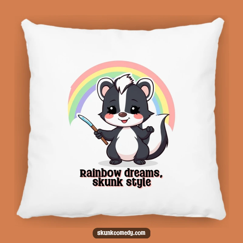 Funny Skunk Rainbow Pillow: Add a Hilarious Artistic Touch to Your Comfy Space