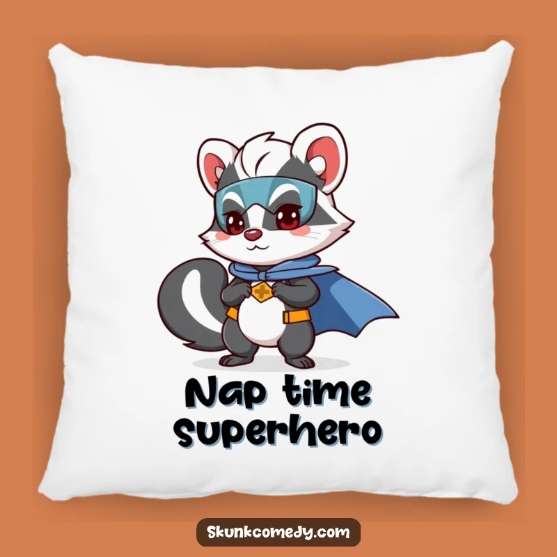 Funny Skunk Superhero Pillow: Cozy Comfort for Your Inner Hero