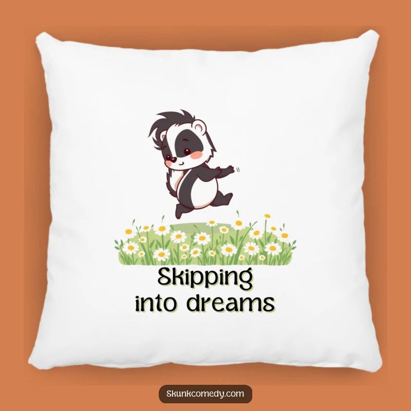 Funny Skunk Skipping Pillow - Soft & Cheerful Animal Comfort Gift