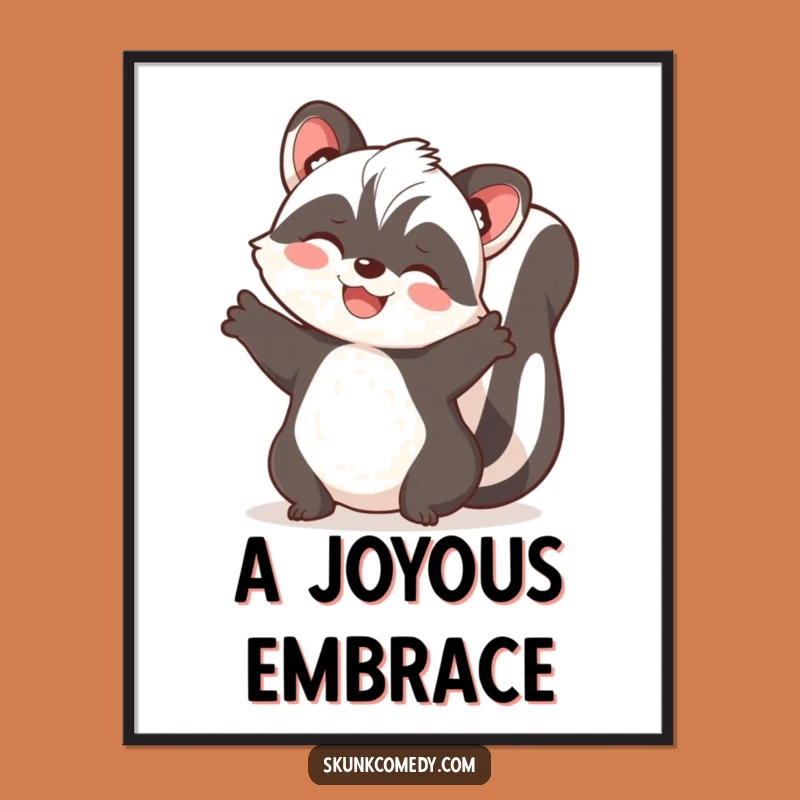 Funny Joyful Skunk Embrace Digital Art: Instant Hug Art Download