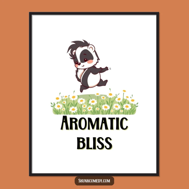 Funny Skunk Skipping Digital Art - Cheerful Wall Decor Animal Gift