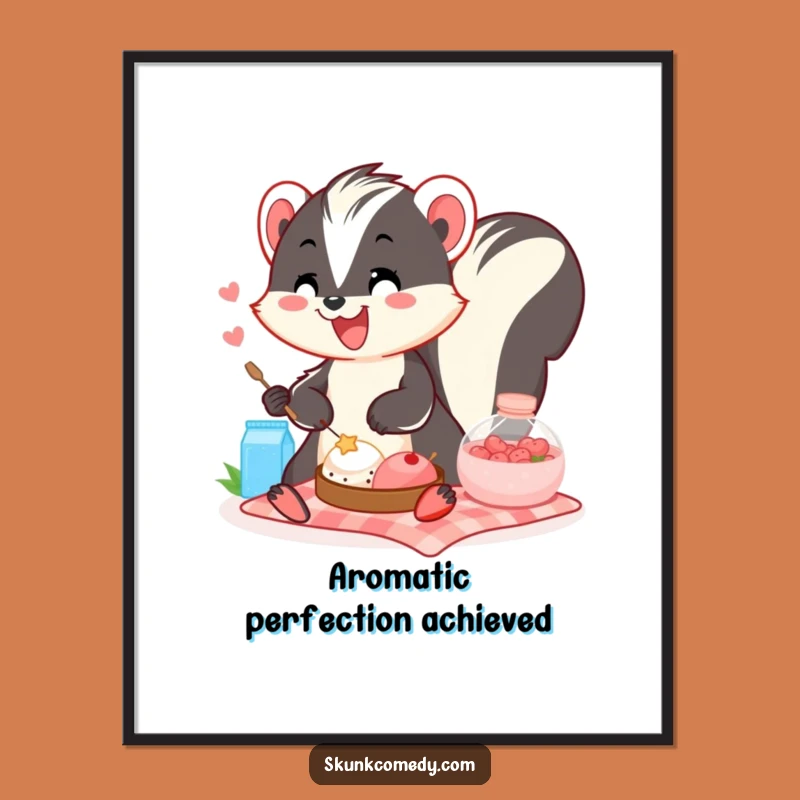 Funny Skunk Picnic Digital Art Print: Instant Joy for Your Walls, A Perfect Funny Gift!