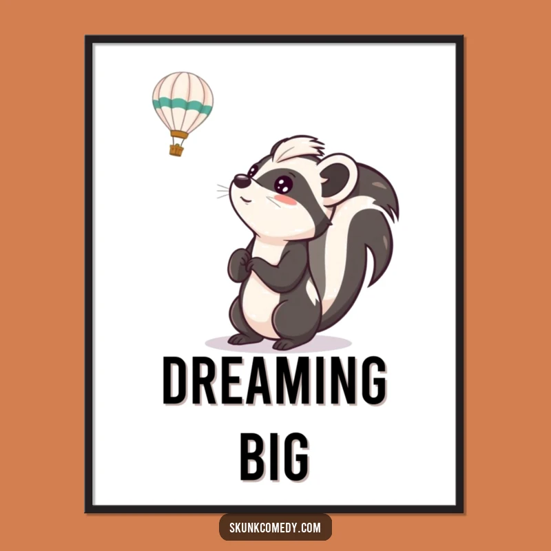 Funny Skunk Balloon Art Print: Downloadable Wonder for Your Walls