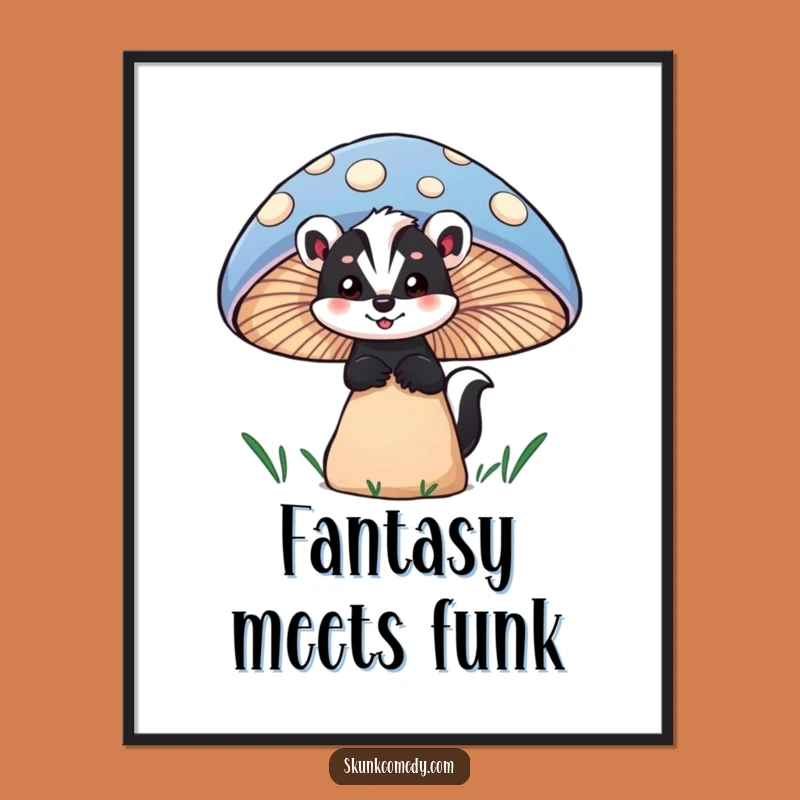 Funny Skunk Mushroom Digital Art: Bring Enchanting Wonder to Your Walls