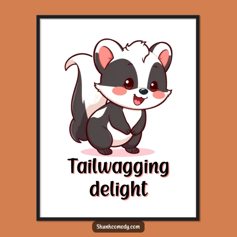 Funny Kawaii Skunk Digital Art - Cheerful Happy Tail Skunk Printable for Joyful Decor Gift