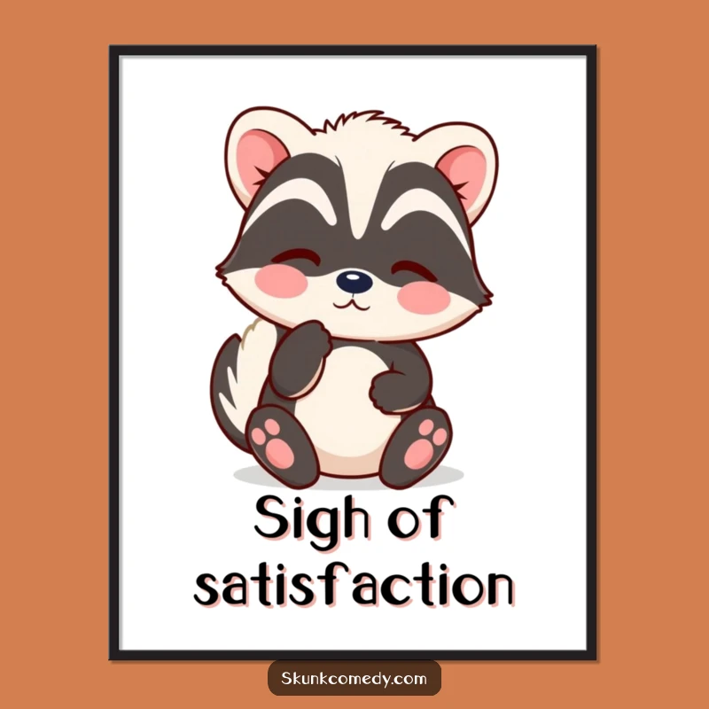 Funny Kawaii Skunk Digital Art - Serene Sighing Skunk Printable for Peaceful Decor Gift