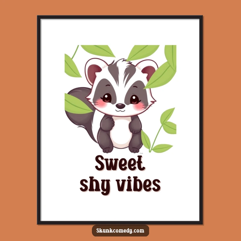 Funny Kawaii Skunk Peek Digital Art - Instant Shy Charm for Your Walls!