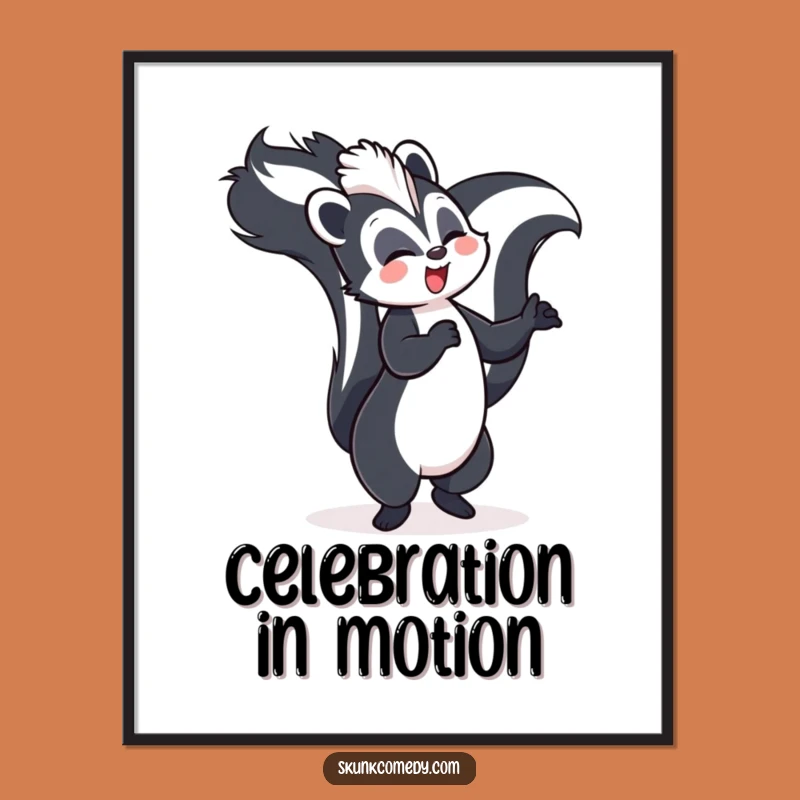 Funny Skunk Dancing Digital Art: Instant Joy, Hilarious Celebration Gift!