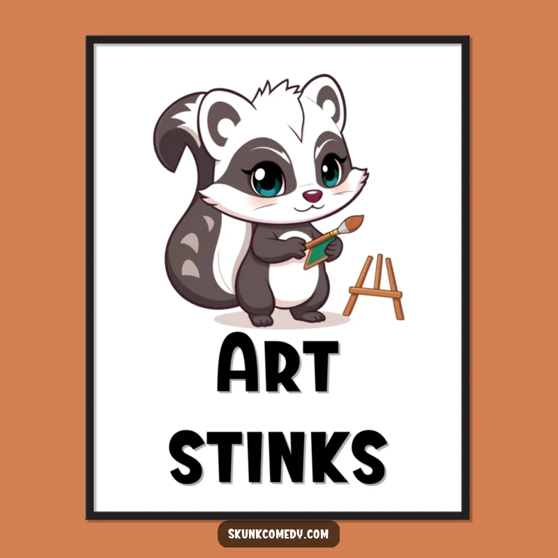 Funny Skunk Digital Art: Artist, Tiny Easel, Instant Creativity!