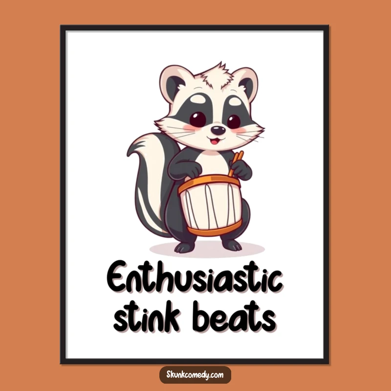 Funny Skunk Drummer Digital Art: Instant Musical Wall Decor for Skunk Fans